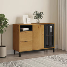 Dressoir Met Glazen Deuren Flam 110X40X80 Cm Massief Grenenhout