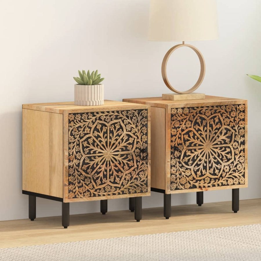 Nachtkastjes 2 St 40X33X46 Cm Massief Mangohout