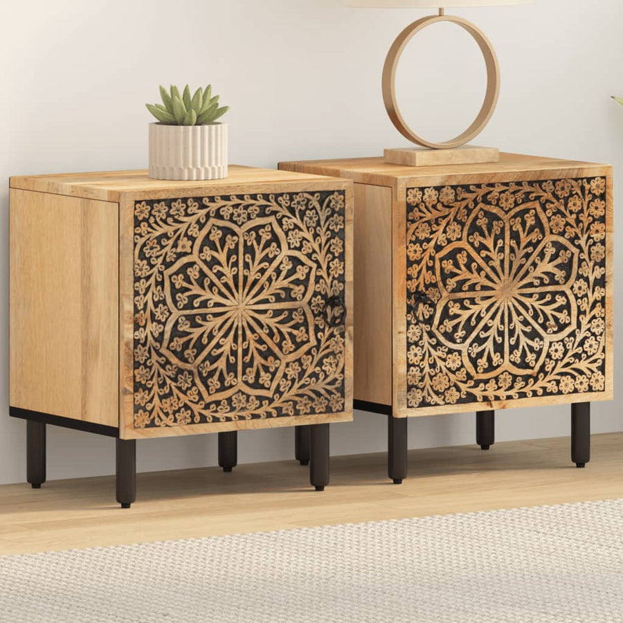 Nachtkastjes 2 St 40X33X46 Cm Massief Mangohout