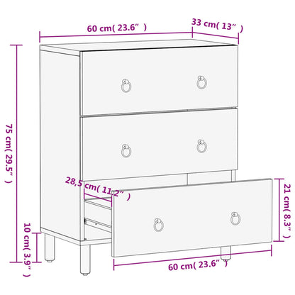 Bijzetkast 60X33X75 Cm Massief Mangohout