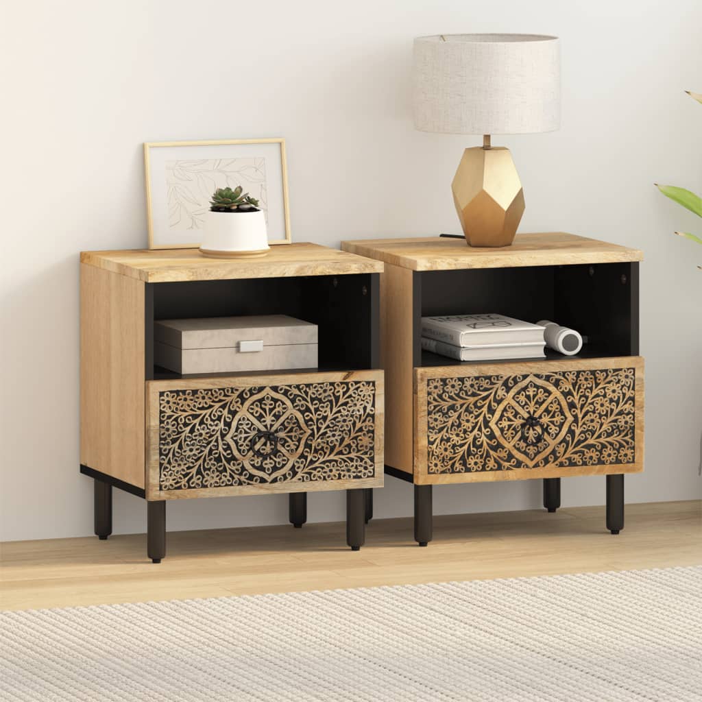 Nachtkastjes 2 St 40X33X46 Cm Massief Mangohout
