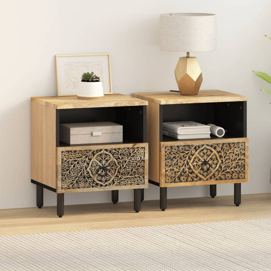 Nachtkastjes 2 St 40X33X46 Cm Massief Mangohout