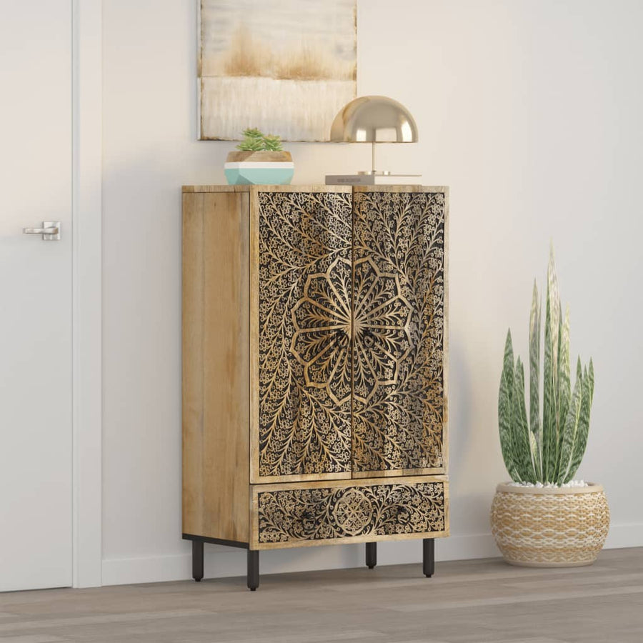 Hoge Kast 60X33X100 Cm Massief Mangohout