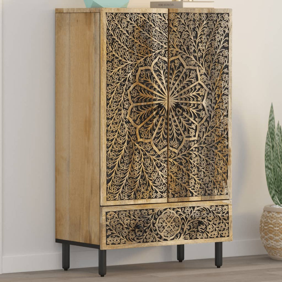 Hoge Kast 60X33X100 Cm Massief Mangohout