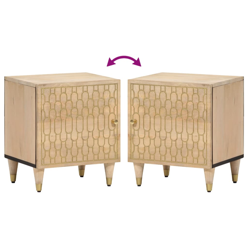 Nachtkastjes 2 st 40x33x46 cm massief mangohout
