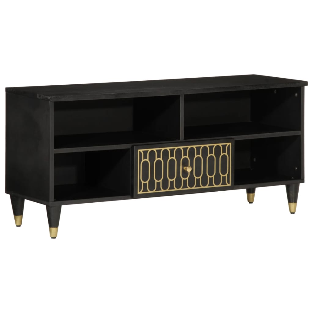 Tv-Meubel 100X33X46 Cm Massief Mangohout Zwart