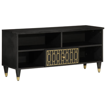 Tv-Meubel 100X33X46 Cm Massief Mangohout Zwart