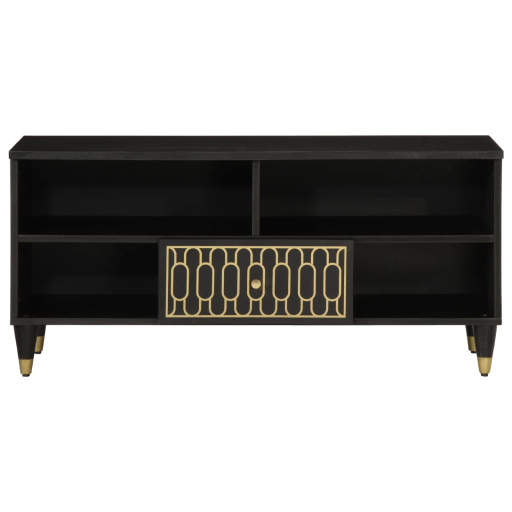 Tv-Meubel 100X33X46 Cm Massief Mangohout Zwart