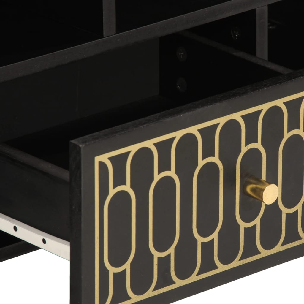 Tv-Meubel 100X33X46 Cm Massief Mangohout Zwart