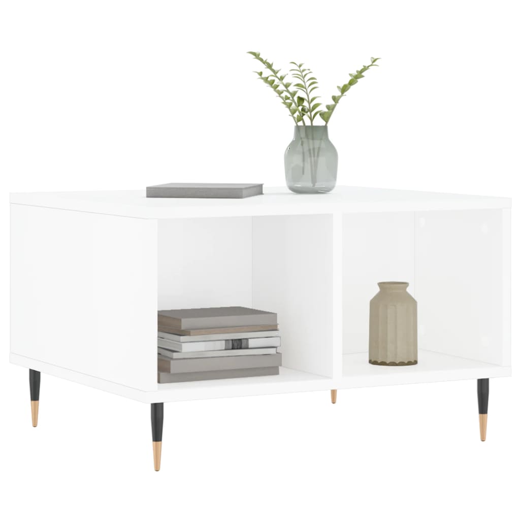 Salontafel 60X50X36,5 Cm Bewerkt Hout Hoogglans wit