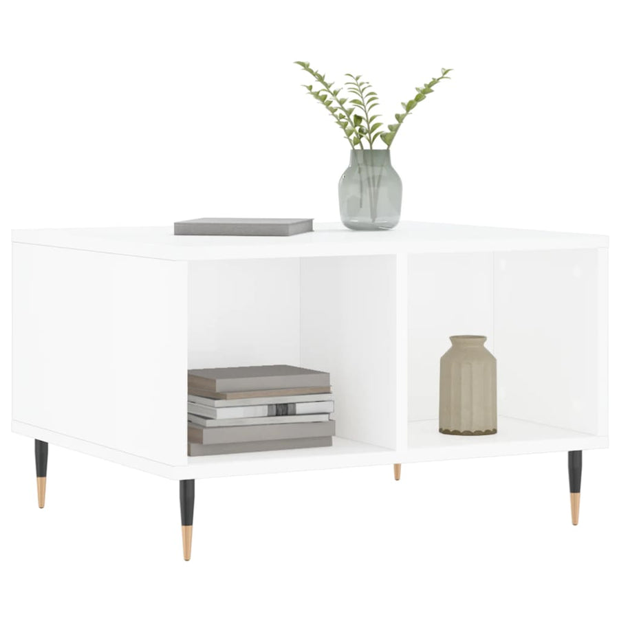 Salontafel 60X50X36,5 Cm Bewerkt Hout Hoogglans wit