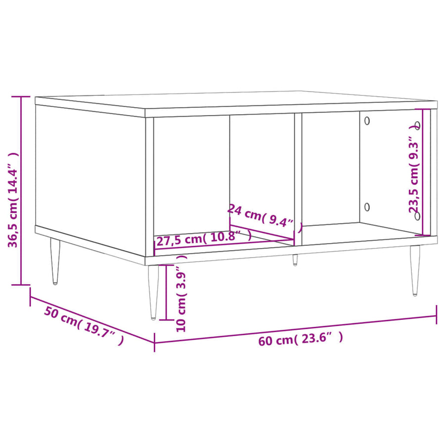 Salontafel 60X50X36,5 Cm Bewerkt Hout Betongrijs