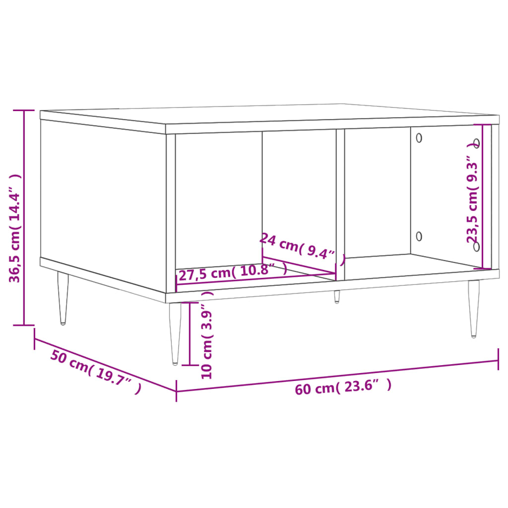 Salontafel 60X50X36,5 Cm Bewerkt Hout Bruin Eikenkleur Bruineiken