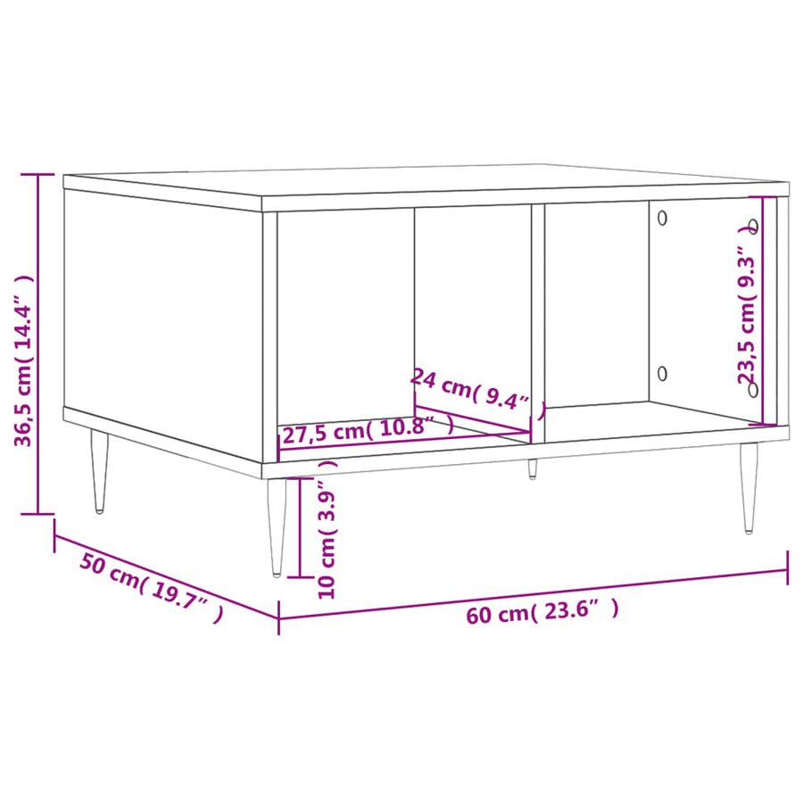 Salontafel 60X50X36,5 Cm Bewerkt Hout Bruin Eikenkleur Bruineiken