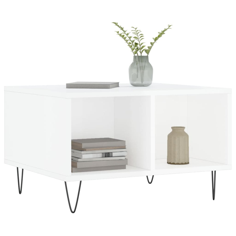 Salontafel 60X50X36,5 Cm Bewerkt Hout Hoogglans wit