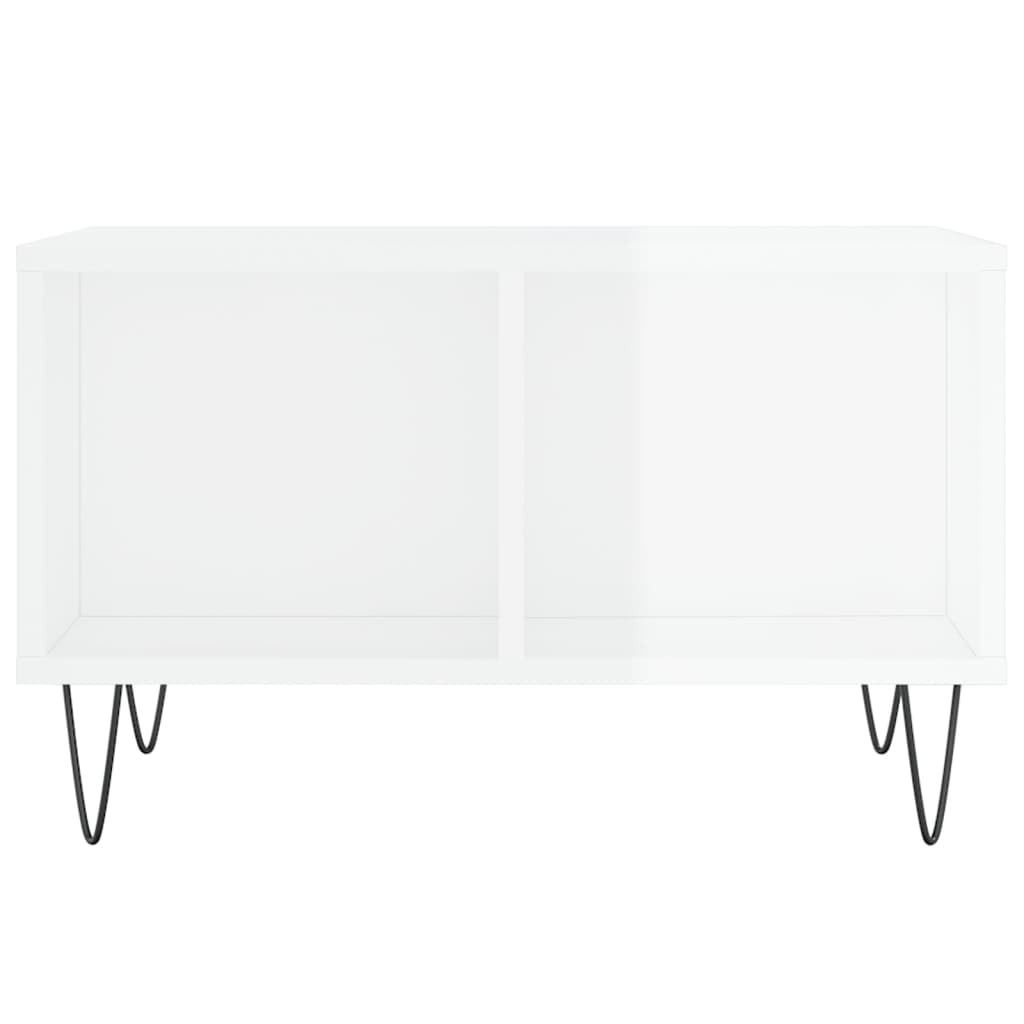 Salontafel 60X50X36,5 Cm Bewerkt Hout Hoogglans wit