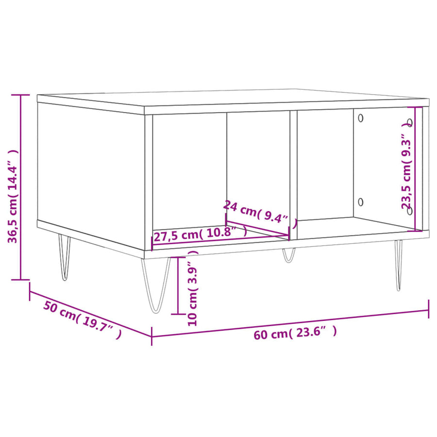 Salontafel 60X50X36,5 Cm Bewerkt Hout Betongrijs