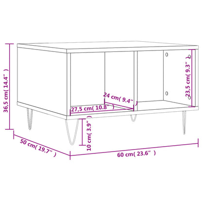 Salontafel 60X50X36,5 Cm Bewerkt Hout Kleurig Gerookt eiken