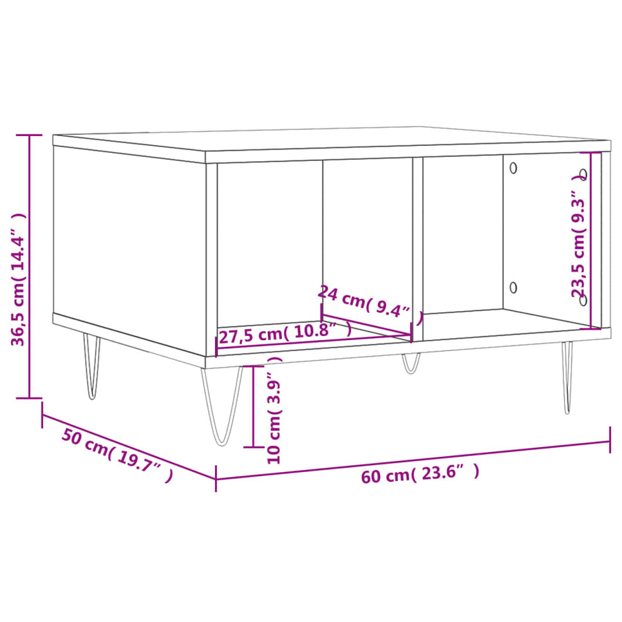 Salontafel 60X50X36,5 Cm Bewerkt Hout Bruin Eikenkleur Bruineiken