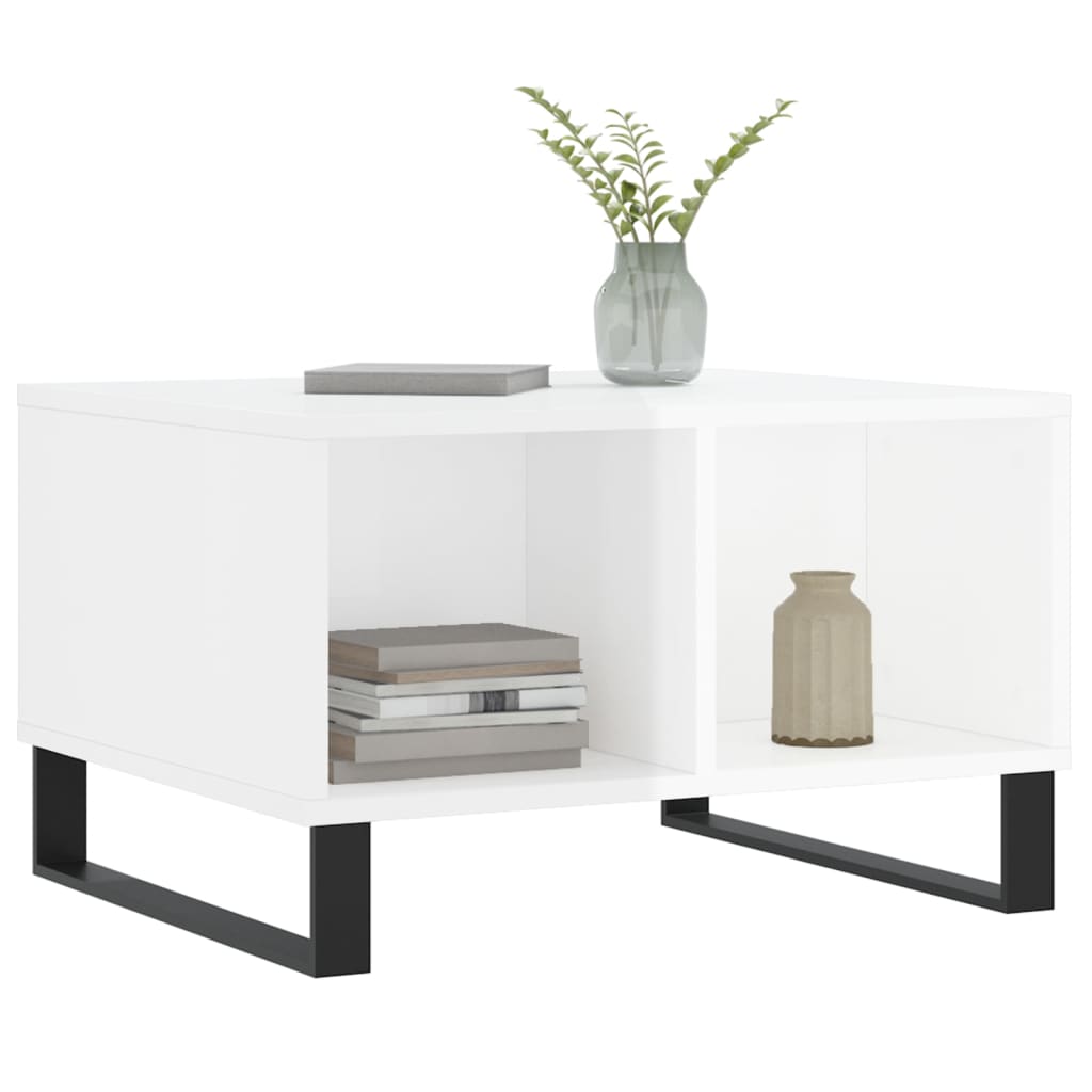 Salontafel 60X50X36,5 Cm Bewerkt Hout Hoogglans wit
