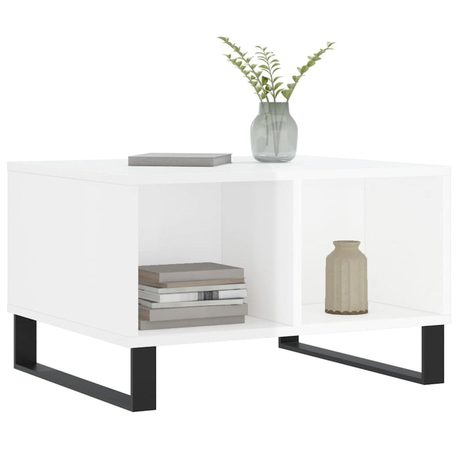 Salontafel 60X50X36,5 Cm Bewerkt Hout Hoogglans wit