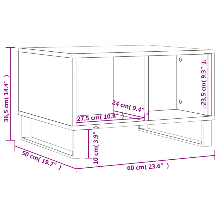 Salontafel 60X50X36,5 Cm Bewerkt Hout Bruin Eikenkleur Bruineiken