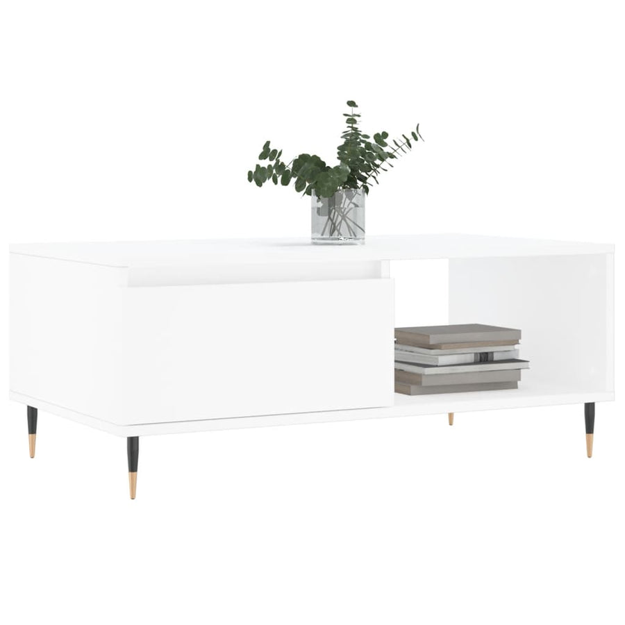 Salontafel 90X50X36,5 Cm Bewerkt Hout Wit