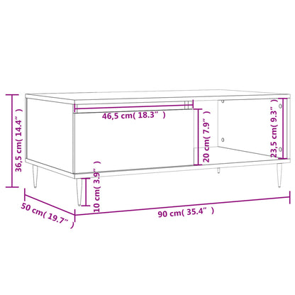 Salontafel 90X50X36,5 Cm Bewerkt Hout Wit