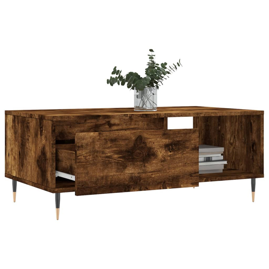 Salontafel 90X50X36,5 Cm Bewerkt Hout Kleurig Gerookt eiken