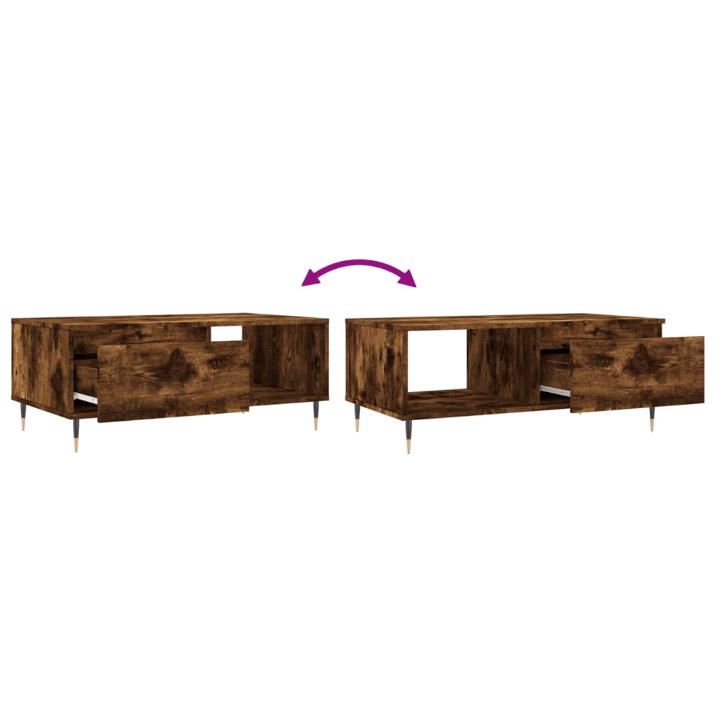 Salontafel 90X50X36,5 Cm Bewerkt Hout Kleurig Gerookt eiken