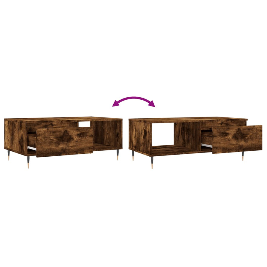 Salontafel 90X50X36,5 Cm Bewerkt Hout Kleurig Gerookt eiken