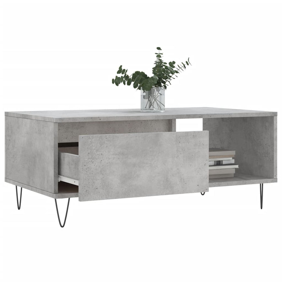 Salontafel 90X50X36,5 Cm Bewerkt Hout Betongrijs