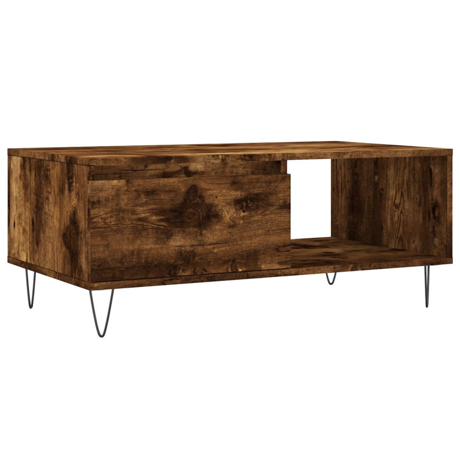 Salontafel 90X50X36,5 Cm Bewerkt Hout Kleurig Gerookt eiken