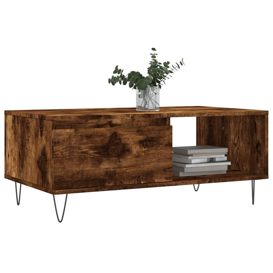 Salontafel 90X50X36,5 Cm Bewerkt Hout Kleurig Gerookt eiken