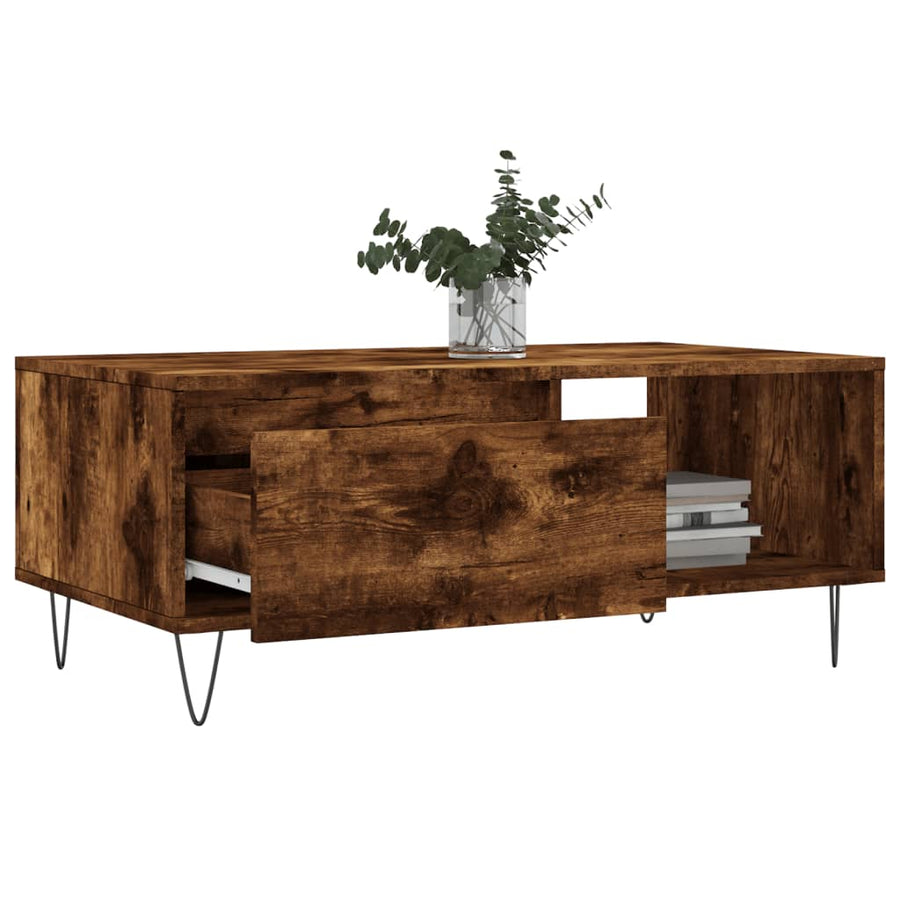 Salontafel 90X50X36,5 Cm Bewerkt Hout Kleurig Gerookt eiken