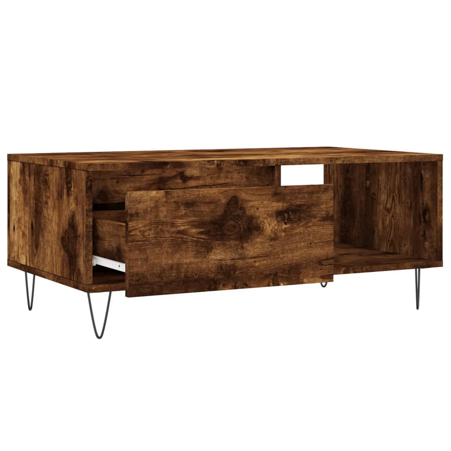 Salontafel 90X50X36,5 Cm Bewerkt Hout Kleurig Gerookt eiken