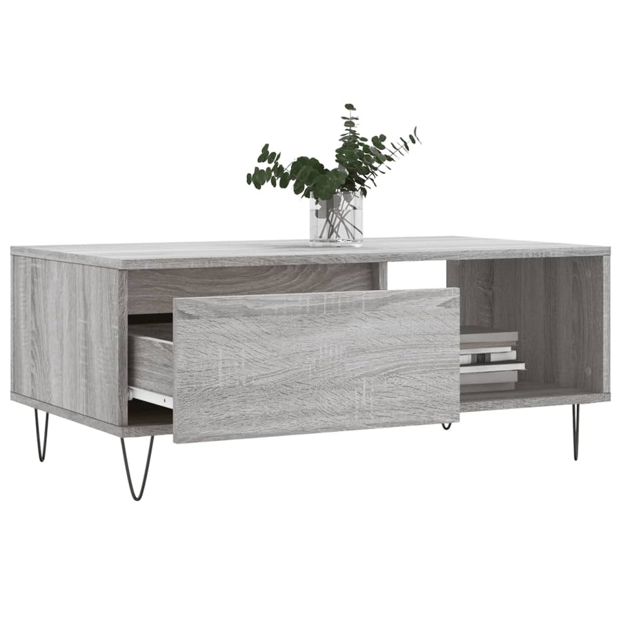 Salontafel 90X50X36,5 Cm Bewerkt Hout Grijs sonoma