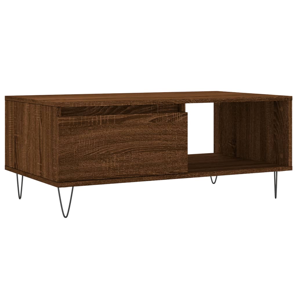 Salontafel 90X50X36,5 Cm Bewerkt Hout Bruin Eikenkleur Bruineiken