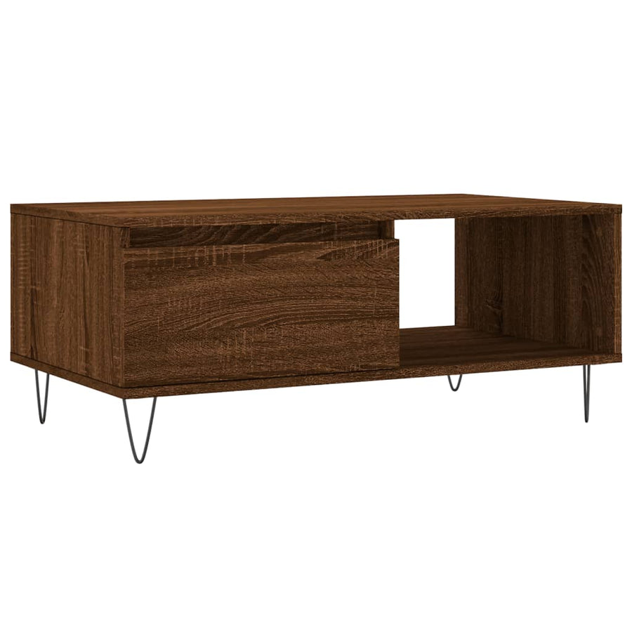 Salontafel 90X50X36,5 Cm Bewerkt Hout Bruin Eikenkleur Bruineiken