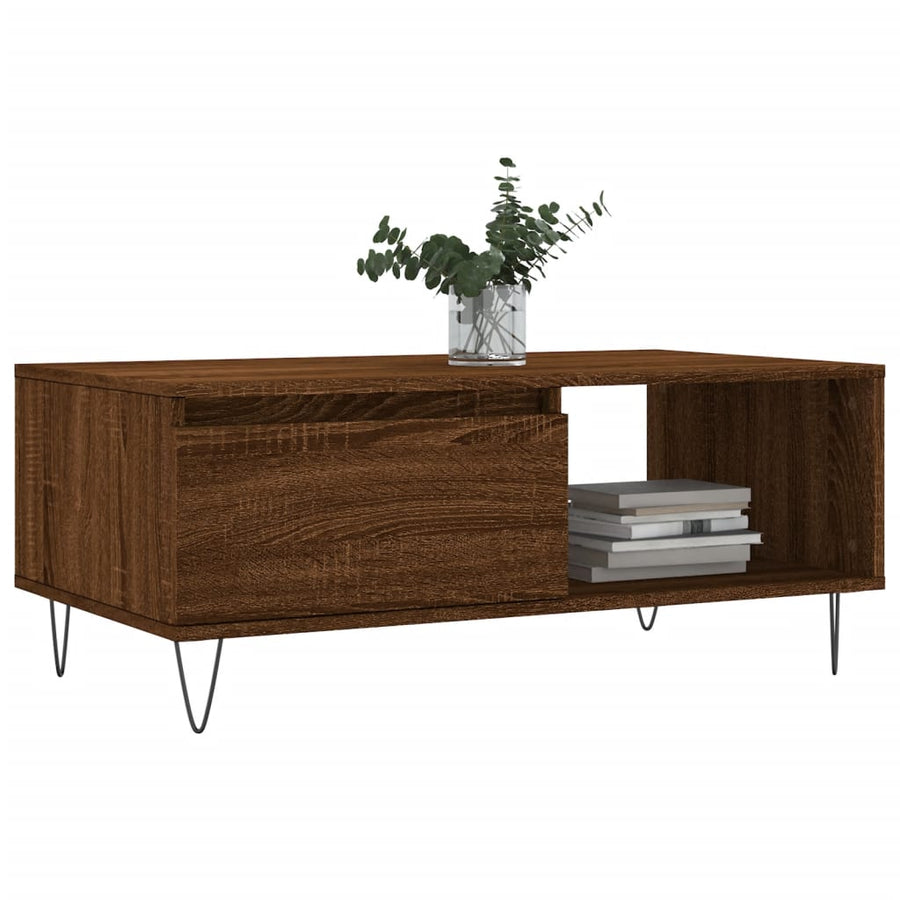 Salontafel 90X50X36,5 Cm Bewerkt Hout Bruin Eikenkleur Bruineiken