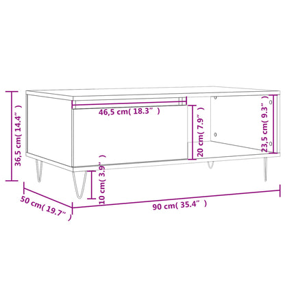 Salontafel 90X50X36,5 Cm Bewerkt Hout Bruin Eikenkleur Bruineiken