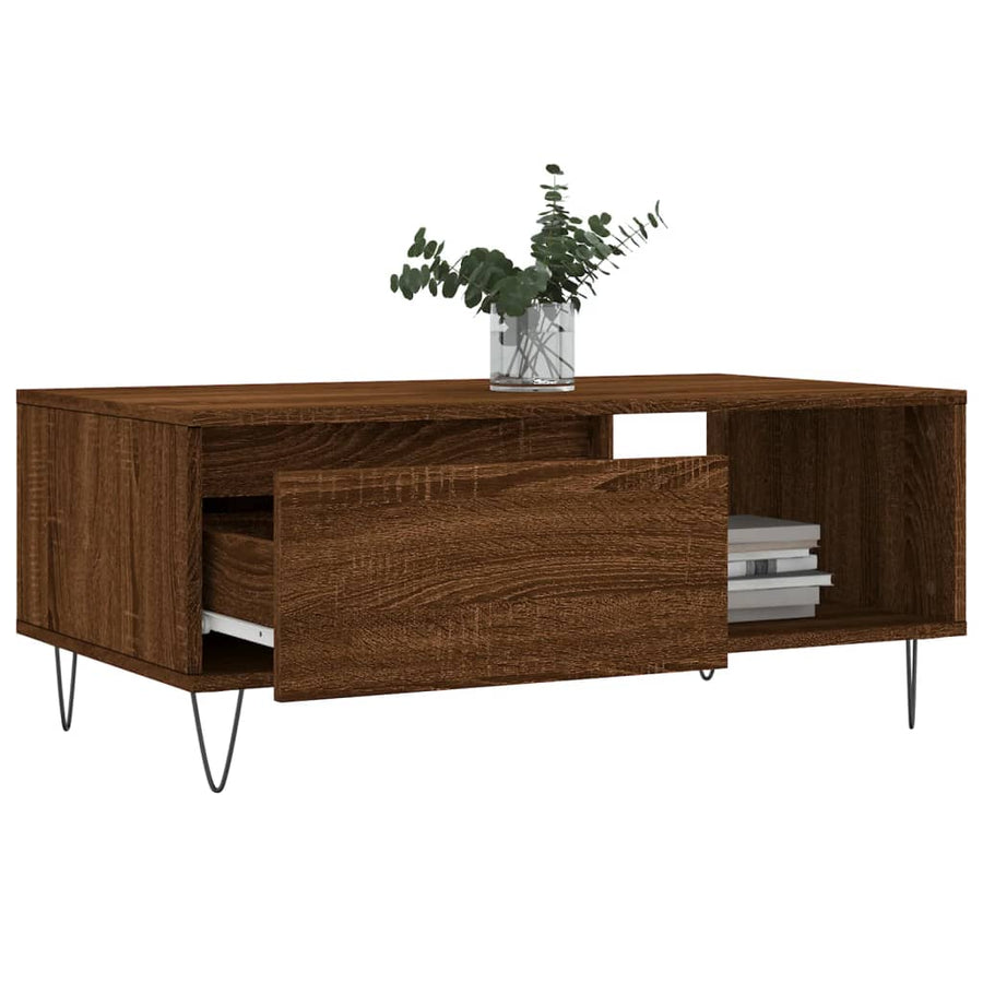 Salontafel 90X50X36,5 Cm Bewerkt Hout Bruin Eikenkleur Bruineiken