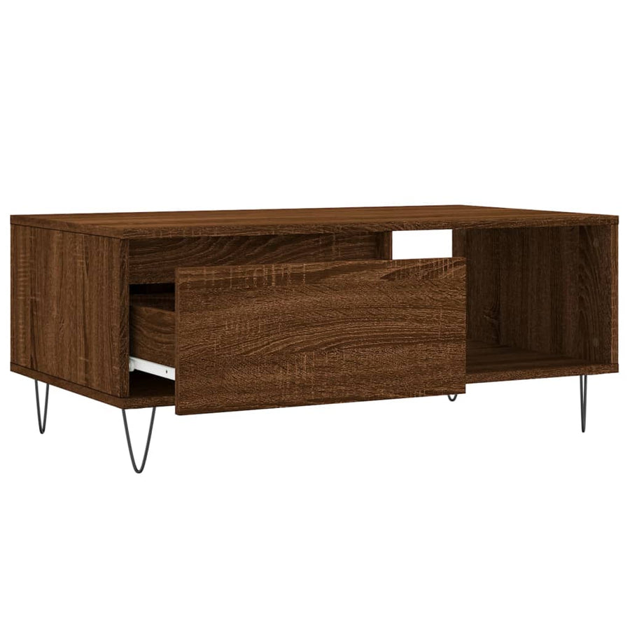 Salontafel 90X50X36,5 Cm Bewerkt Hout Bruin Eikenkleur Bruineiken