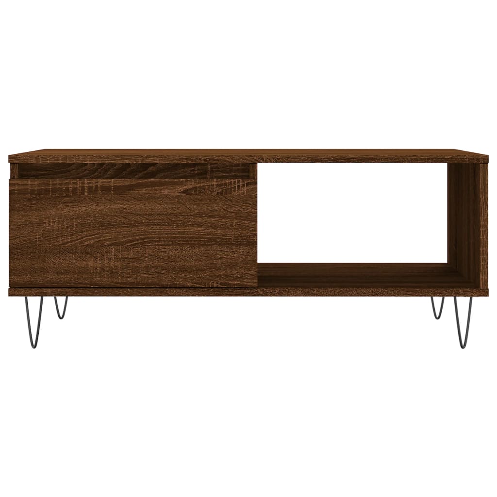 Salontafel 90X50X36,5 Cm Bewerkt Hout Bruin Eikenkleur Bruineiken