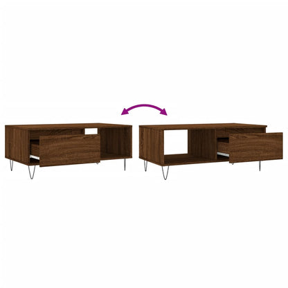 Salontafel 90X50X36,5 Cm Bewerkt Hout Bruin Eikenkleur Bruineiken