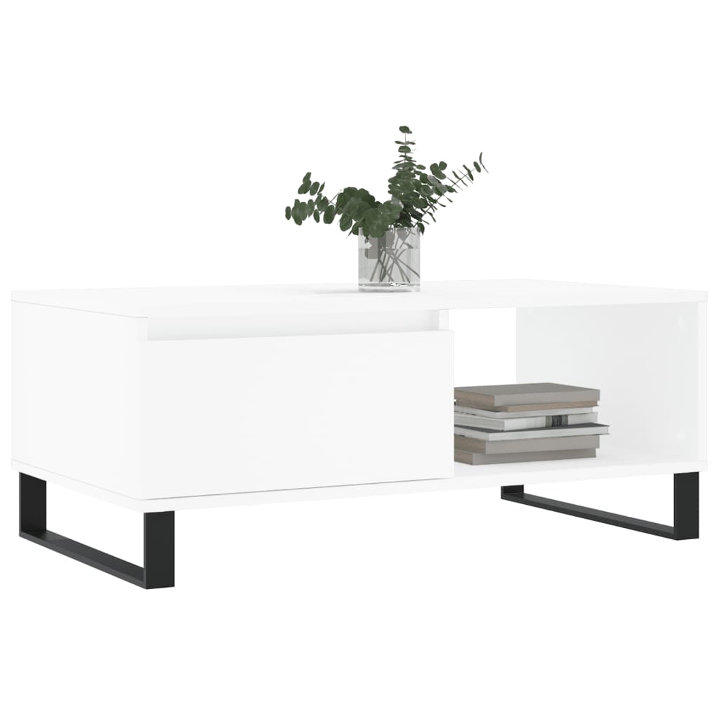 Salontafel 90X50X36,5 Cm Bewerkt Hout Wit