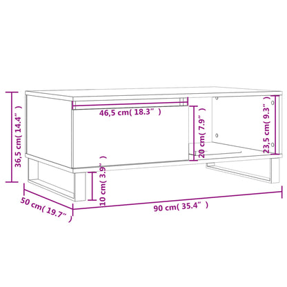 Salontafel 90X50X36,5 Cm Bewerkt Hout Wit