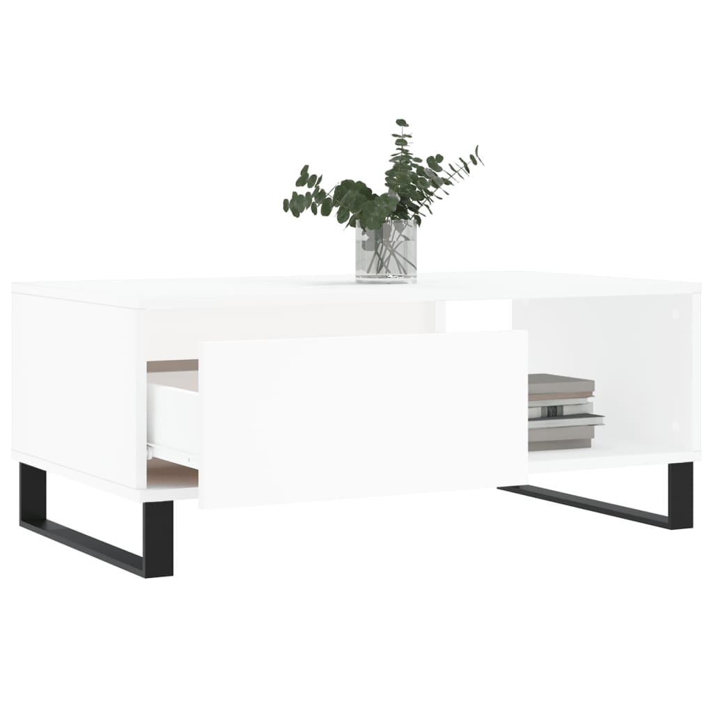 Salontafel 90X50X36,5 Cm Bewerkt Hout Wit
