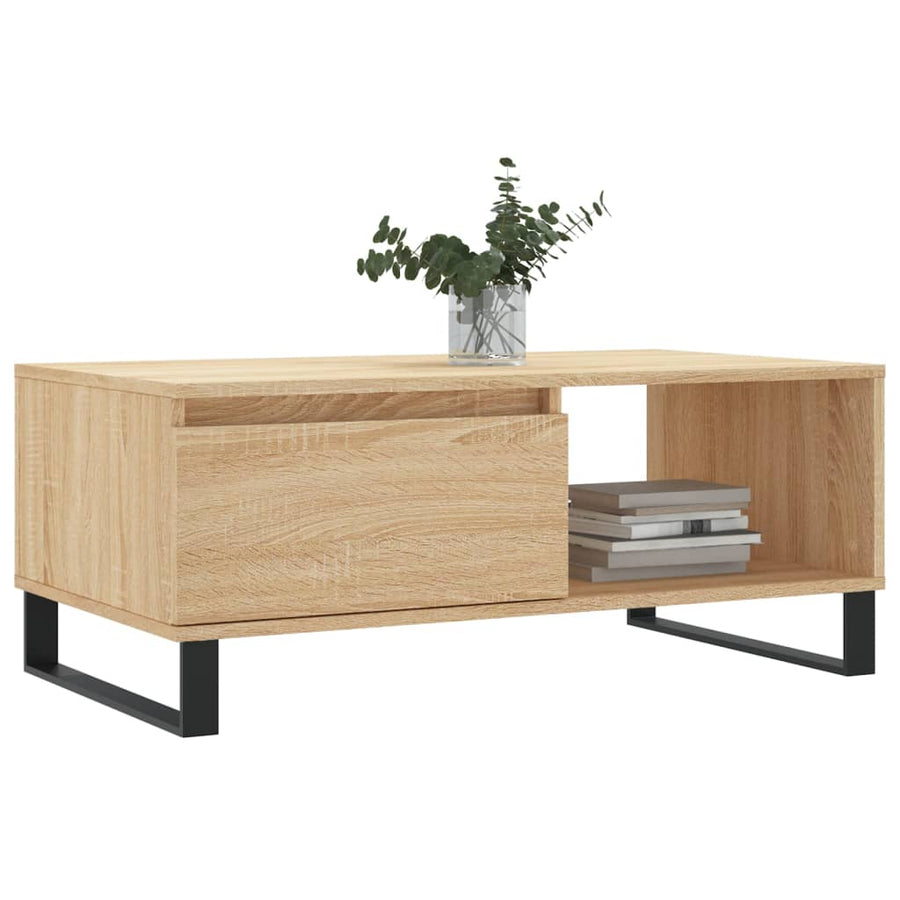 Salontafel 90X50X36,5 Cm Bewerkt Hout Kleurig Sonoma eiken