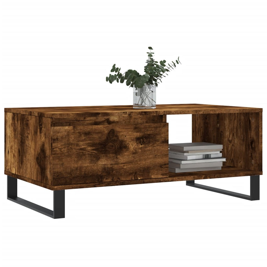 Salontafel 90X50X36,5 Cm Bewerkt Hout Kleurig Gerookt eiken